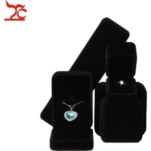 Velvet Jewelry Organizer Box Black Velvet Ring Earrings Necklace Pendant Bracelet Storage Packaging Display Gift Box