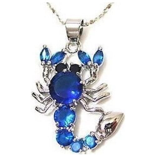 Free shipping Scorpion blue cz Necklace Pendant 5.27