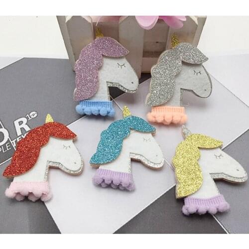 10pcs/lot 6*5cm shiny horse Padded Patches Appliques For Clothes Sewing Supplies DIY Hair Bow Decoration free shipping