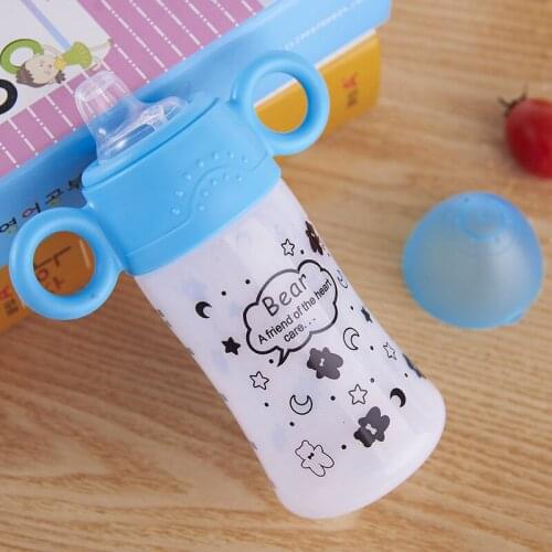 Learn Feeding Drinking Water Straw Handle Bottle Mamadeira Sippy Training Cup Baby Feeding Cup 300ML