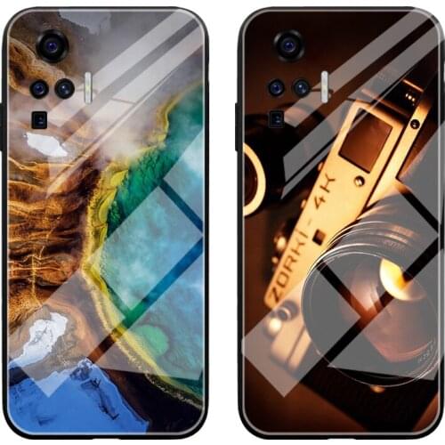 Tempered Glass Case For Vivo X21 UD X21i X23 Case Coque Bumper Silicone Cover For Vivo X27 X30 X50 Pro