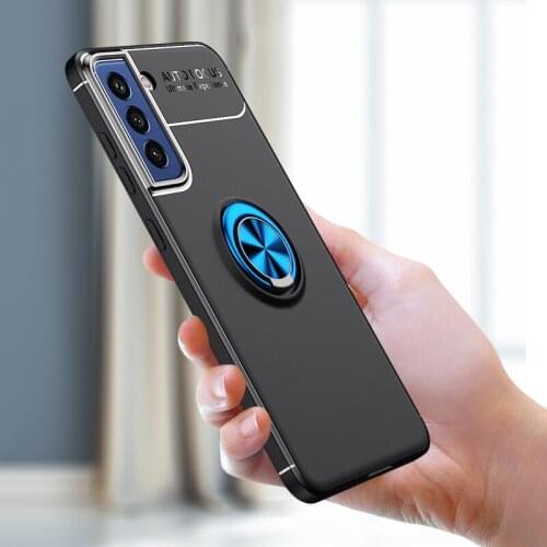 For Samsung Galaxy S21 FE Case Ring Holder Soft Silicone Matte Back Cover Phone Case For Samsung Galaxy S21 FE