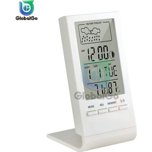 Mini LCD Electronic Humidity Meter Thermometer Hygrometer Indoor Outdoor Digital Temperature Weather Station Clock