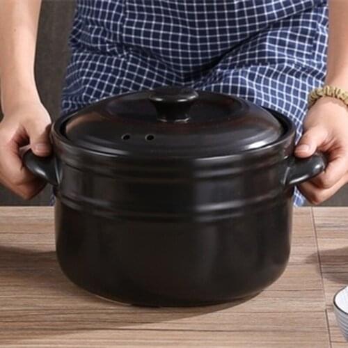 Korean Multi-size Black Ceramic Casserole High Temperature Open Flame Soup Stew Pot Kitchen Household Porcelain Pot Stone Pot