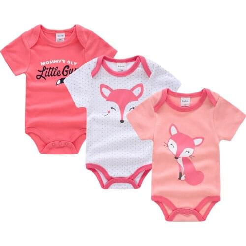 Kavkas Baby Bodysuit 3 pcs/set Summer Short Sleeve Cotton Baby Clothes Cartoon Printed 0-12 months Newborn body bebe Clothing