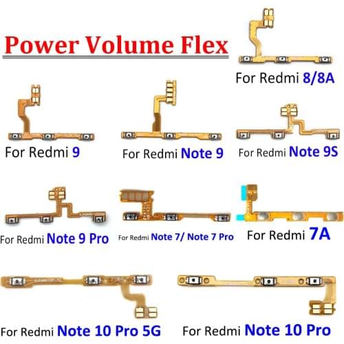 Power Switch On/Off Button Volume Key Button Flex Cable For Xiaomi Redmi 6 6A7 7A 9 9A K30 Note 9 9S Mi 10T lite Note 7 10 Pro