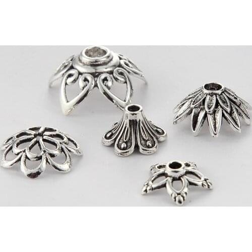 10 Pc Antique Silver Flower Bead Caps For Jewelry Making End Caps Accessories Diy Earrings Bracelet Findings Components