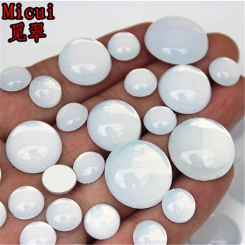 Micui 10/16/20mm Round Jelly white Crystal Flatback Acrylic Non Hotfix Rhinestones stone for DIY Crafts Accessories MC579
