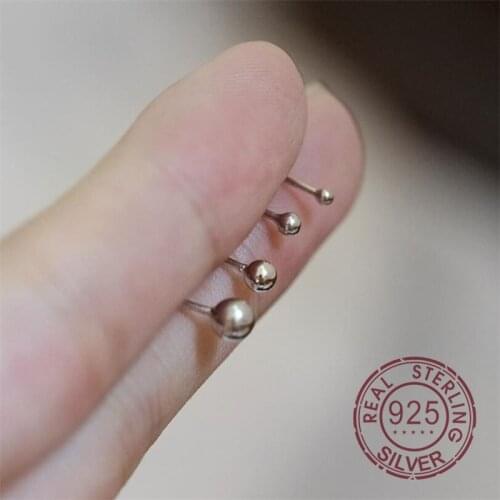 Cute Mini Earrings for Women Girls S999 Silver Ball Stud Earrings 2020 Cartilage Ear Piercing Jewelry Tiny Earings Gifts