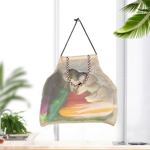 Multifunctional Organizer Garlic Potatoes Pouch Fruit and Vegetable Storage Bag Kitchen Accessories Wall Hanging Storage Bags