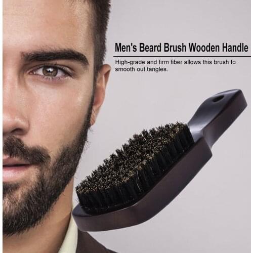 Men Beard Brush Facial Hair Brush Shaving Comb Male Mustache Brush Solid Wood Handle