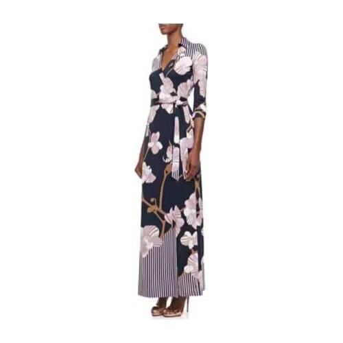 Autumn new slik jersey fashion printing knitting slim Cardigan wrapped longer dress with belt free shipping