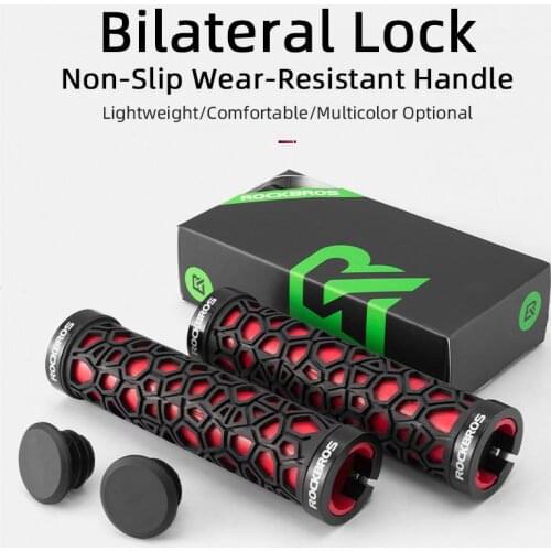 ROCKBROS Bike Grips Bicycle Handlebar Rubber Lock-on Ultraight MTB Grips Anti-skid Shock-absorbing Cycling Handlebar Bike Parts