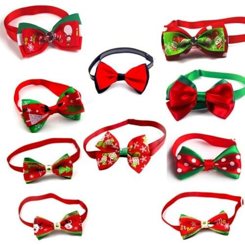 Christmas Pet Dog Cat Necklace Adjustable Strap for Cat Collar Dogs Accessories Xmas Pet Dog Bow Tie Puppy Bow Ties Pet Supplies
