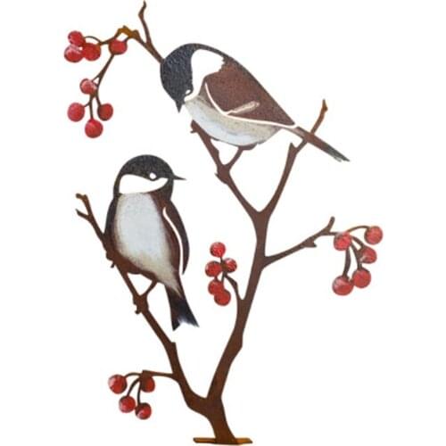 Garden Art Outdoor Backyard Branch Metal Animal Decoration Gift Creative Simulation Animal Bird Ornament Garden Accessories