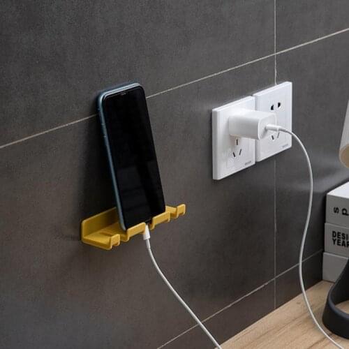 1 Piece Of Multifunction Bathroom Self-adhesive Toothbrush Storage Rack Household Mobile Phone Holder Plug Wire Storage Rack
