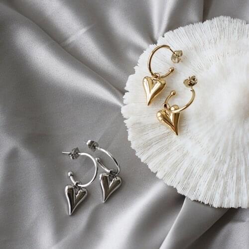 Titanium Heart Detachable Statement Drop Earrings Women 361 L Stainless Steel Jewelry Party Runway T Show Gothic Korean Japan