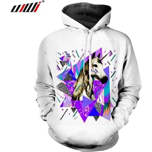 UJWI Man Hoodies Fashion 3D Printed White Horse Inside A Triangle Leisure Plus Size 6XL Costume Spring Hooded Coat
