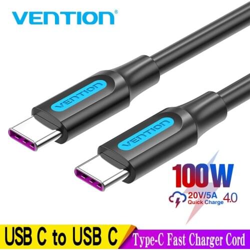 Vention 100W USB C To USB Type C Cable USBC PD Fast Charger Cord USB-C Typec Cable For Xiaomi mi 10 Pro Samsung S20 Macbook iPad