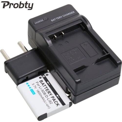 Probty 1pcs1800mAh Li-50B Li50B D-LI92 Li-ion Battery + Charger For Olympus XZ1 SP720 SP810 SZ14 SZ20 SZ31SZ14 SZ16 SZ30 D755