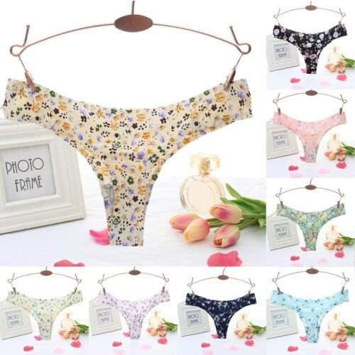 Women Print Seamless Briefs Ladies Mid-Rise Panties Panties Comfortable Breathable Female Lace Lingerie