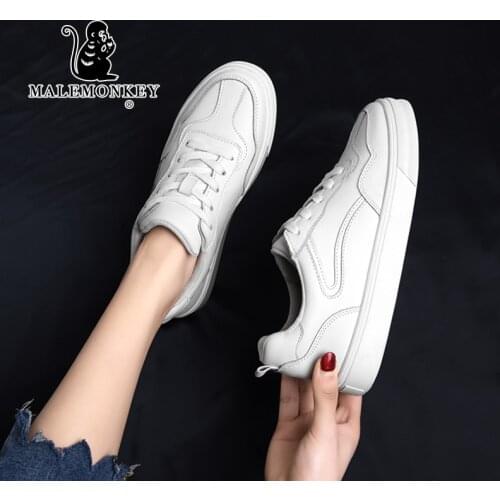 Casual Lace Up Shoes Women Flats Leather 2021 Spring Fashion Outdoor Breathable Comfortable Ladies Sport Sneakers White