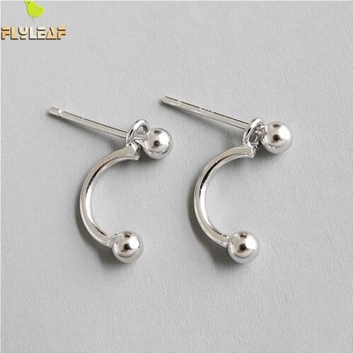 Flyleaf 925 Sterling Silver Stud Earrings For Women Geometric Ball Femme Simple High Quality Earings Fashion Jewelry Party