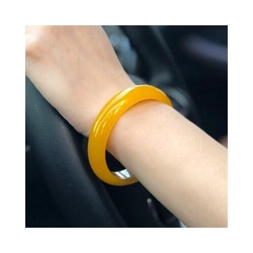 Zheru Jewelry Natural Agate Chalcedony Yellow 54-64mm Bangle Elegant Princess Jewelry Best Gift