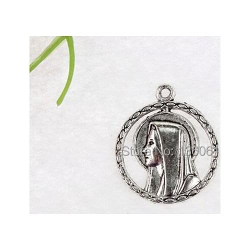 10PCS Vintage Silver Charms Virgin Mary Virgin Pendants For Bracelet Necklace Fashion Jewelry Making Beads Brand DIY Accessories