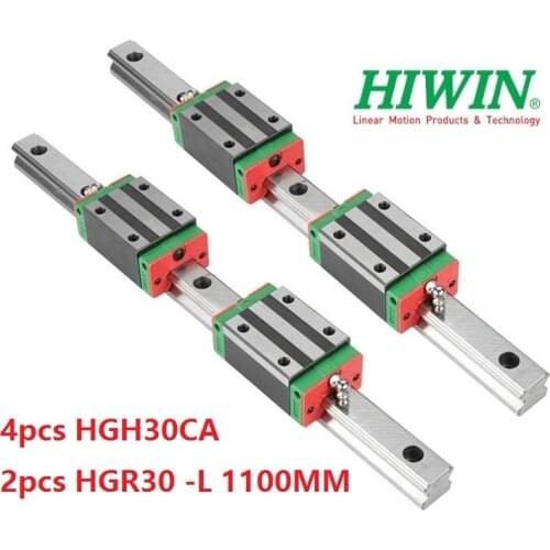 2pcs 100% original Hiwin linear guide HGR30 -L 1100mm + 4pcs HGH30CA narrow block for cnc