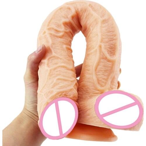 43cm Soft Jelly Dildo Double Long Realistic Dildos Cock Lesbian Vaginal Anal Plug Flexible Fake Penis for Women Dildos Sex Toys