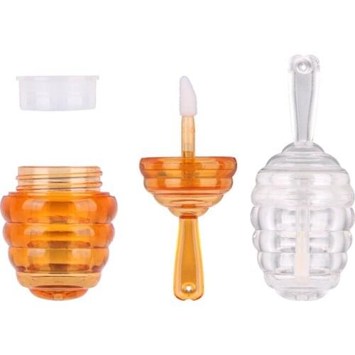 5.5ML ABS Honey Lip Gloss Tube Transparent Refillable Lip Glaze Bottle Essential Oil Lipstick Wand Tube Eyelash Brush Container