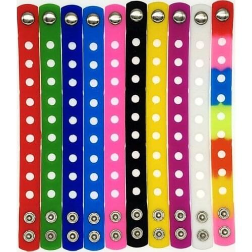 50PCS PVC mixed 17color 18cm Bracelet fit shoe charms sport style Wristband girl favor soft Rubber Wrist Strap birthday gift