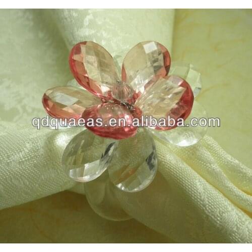 Acrylic flower napkin rings beaded wedding napkin holder