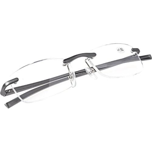 Aluminum Metal Rimless Reading Glasses Presbyopic Eyeglass Resin Lense +1.0~+3.5