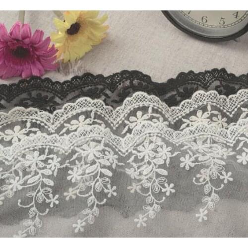 White Black Cotton Wire Embroidered Lace Fabric DIY Craft Handmade Patchwork Lace Materials Clothing Accessories Lace 15cm Width
