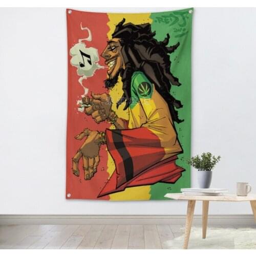 Bob Marley Rock and Roll Pop Band Hip Hop Reggae Posters Flag Banner Popular Music Canvas Painting KTV Bar Cafe Home Wall Decor