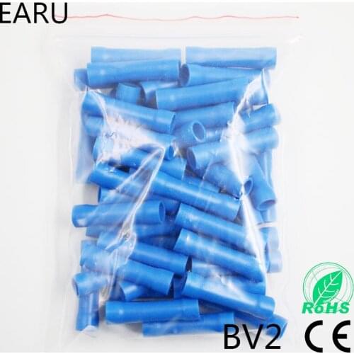 BV2 BV2.5 Full Insulating Wire Connector cable Wire Splice Terminals Joiner Crimp Electrical Fully Insulation BV2 BV 100 PCS BV