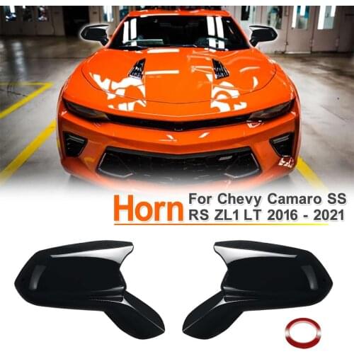 Rearview Mirror Cover Side Wing Rear View Mirror Case Cover Glossy Black For Chevy Camaro SS RS ZL1 LT 2016-2021