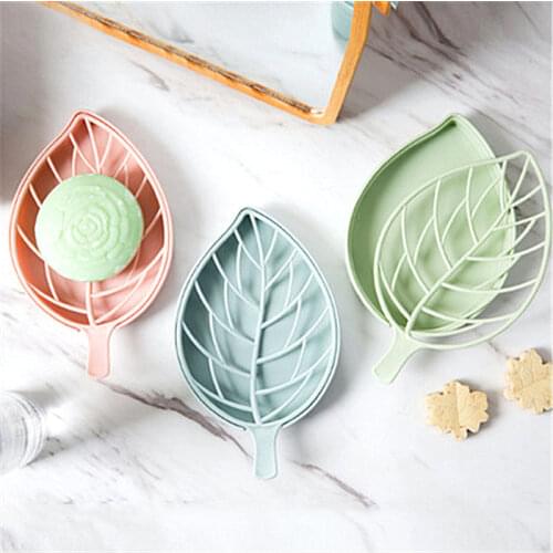 Leaf Shape Soap Holder Non Slip Soap Stand Case Box Toilet Shower Tray Draining Rack Bathroom Gadgets Soap Dish Soap Tray Holder