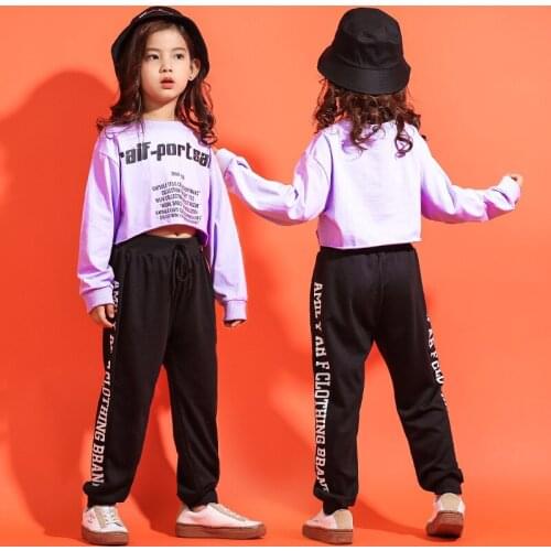 3pcs Kids Girls Hip-Hop Dance Suits 8-14 years Long Sleeve Crop Hooded + Pants Fashion Cool Teenage Girls Outfit