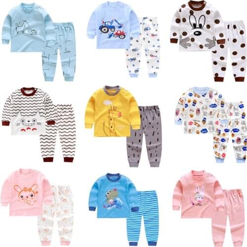 Childrens Underclothes Set Cotton New Girls And Boys Autumn And Winter Pajamas Baby Autumn Clothes Long Pants Home Clothes