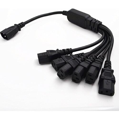 IEC 320 C14 Male Plug to 6XC13 Female Y Type Splitter Power Cord , C14 to 6 x C13, 250V/10A,1 pcs
