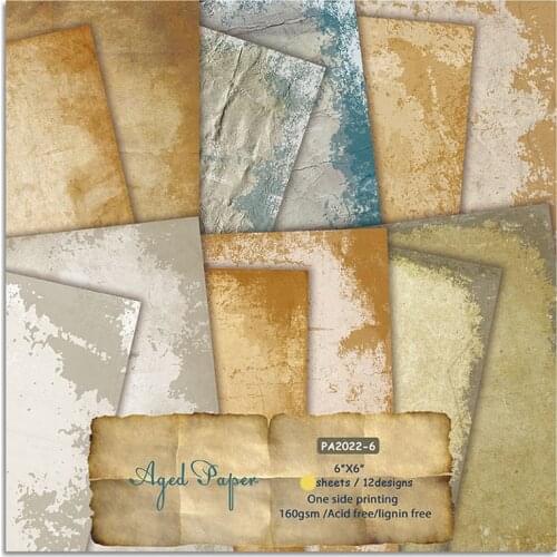 KLJUYP 12 Sheets Aged Paper Scrapbooking Pads Paper Origami Art Background Paper Card Making DIY Scrapbook Paper Craft