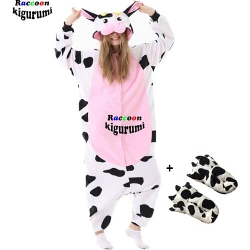 Adult Unisex Cow Pajamas Anime Cosplay Costume Party Jumpsuit Men And Women Raccoon kigurumi Onesie