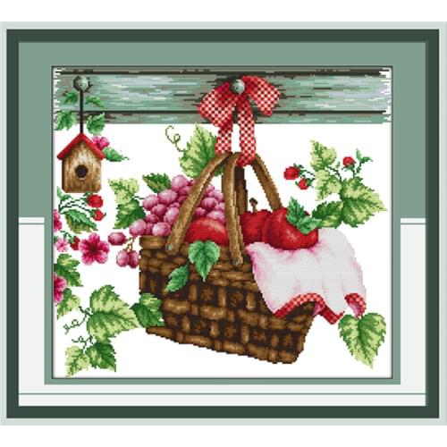 Fruit basket(3) cross stitch kit Pattern printed on canvas DMC count 18 14ct 11ct print embroidery set DIY handmade needlework