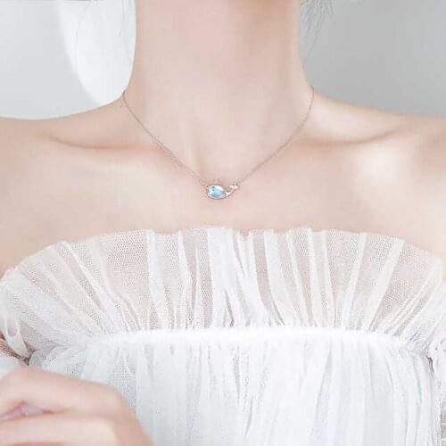 Cute Animal Whale Dainty 925 Sterling Silver Clavicle Chain Necklace For Women Girls Korean Fashion Simple Jewelry Gift SN2464