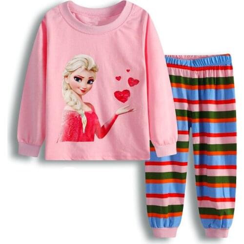 Disney Cute pajamas Set Snow White Baby Loungewear Elsa Toddler Clothing Kids For Girl Lounge Clothes Long Sleeve Cartoon Pyjama