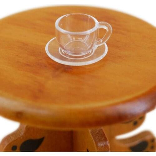 4Pcs(2 cups+2 dishs) Miniature Dollhouse Coffee Cup cute Cup For doll Kitchen Room Food Drink Home Tableware Decors