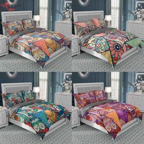 Bohemia Patchwork Duvet Cover Set Boho Mandala Bedding Set For Adults Bedclothes 2/3pcs Queen King Twin Full Double Size Bed Set